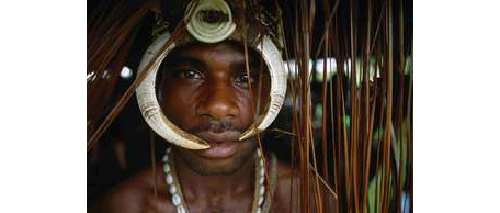 Member of a Sambia tribe taken up close.