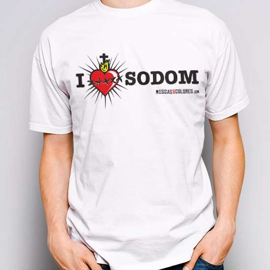 Camiseta Reivindicativa, color blanco, diseño I Love Sodom