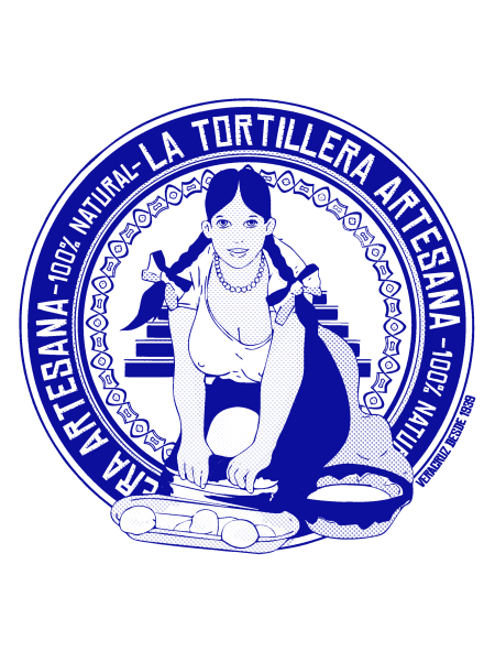 Our Tortillera design illustrates the Lesbian Slang Collection. Monochrome blue