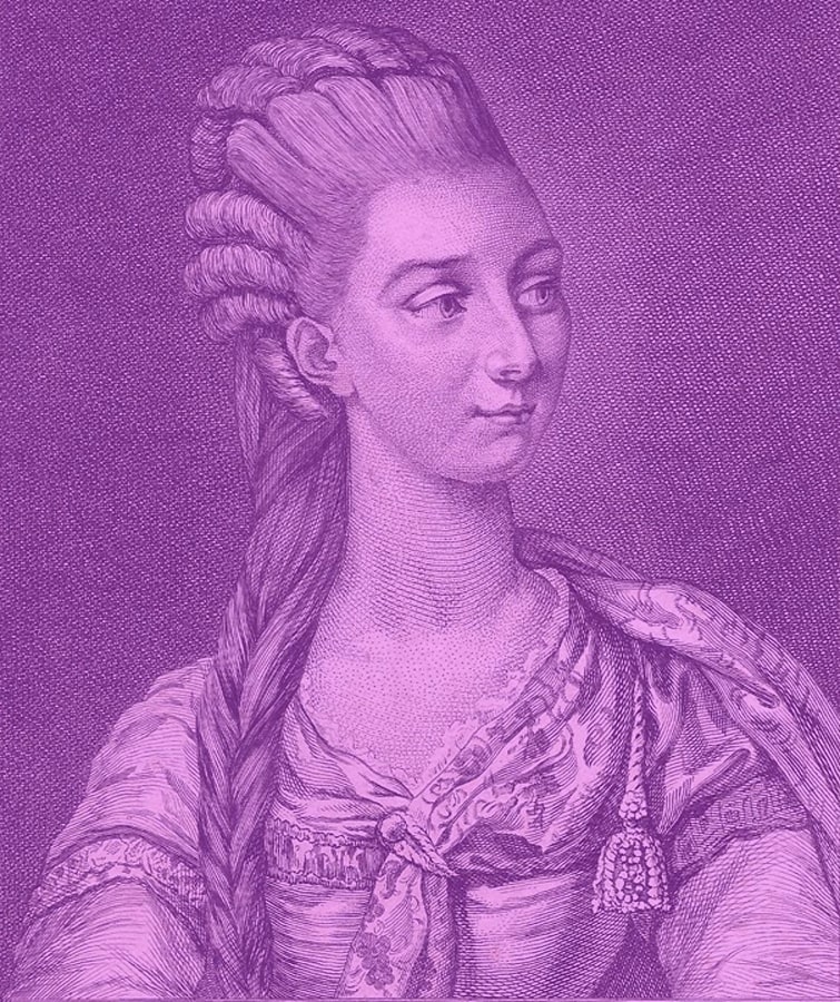 Grabado de Françoise Raucourt coloreado en morado nos sirbe para ilustrar el argot Anandrynes